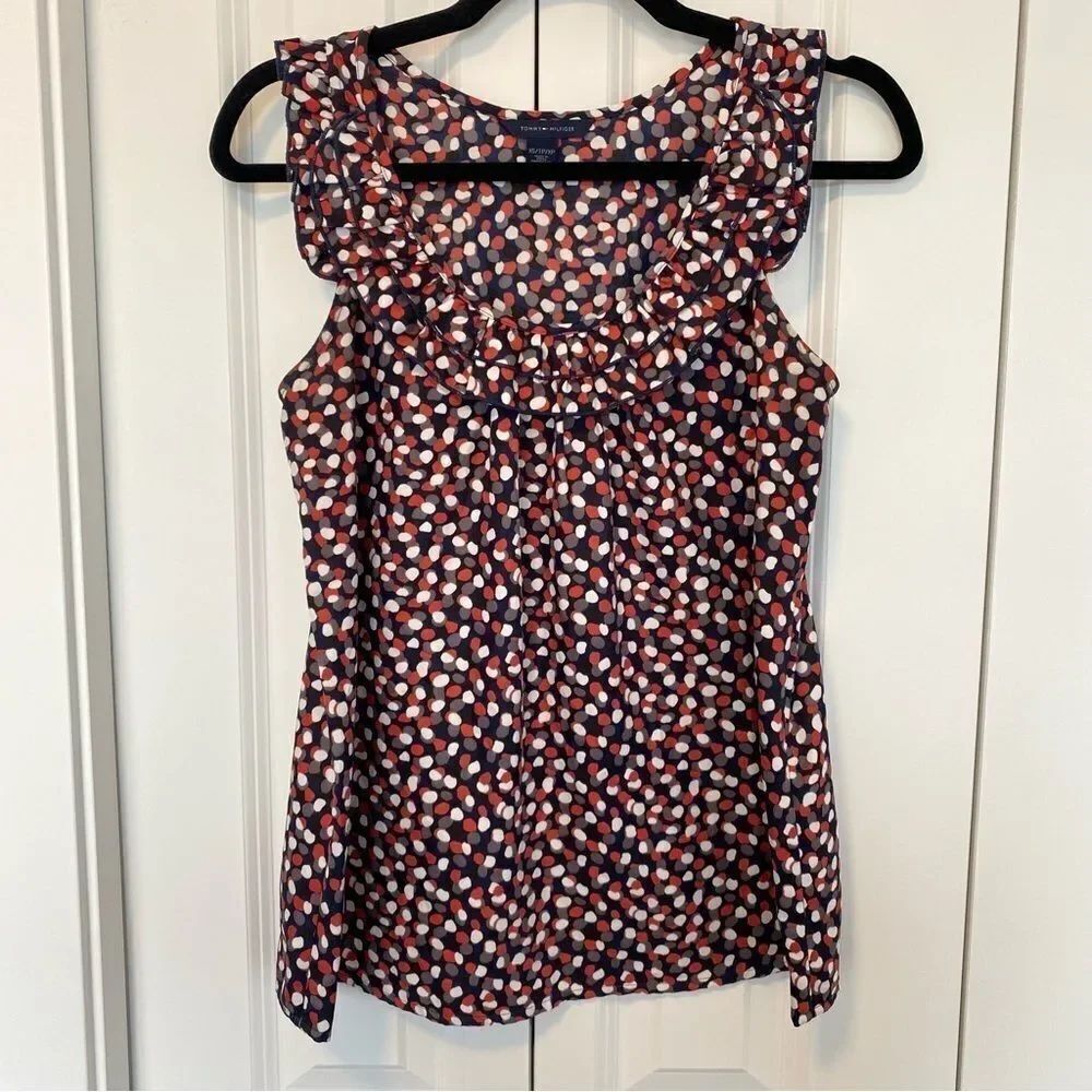 TOMMY HILFIGER | Polka Dot Ruffled Blouse